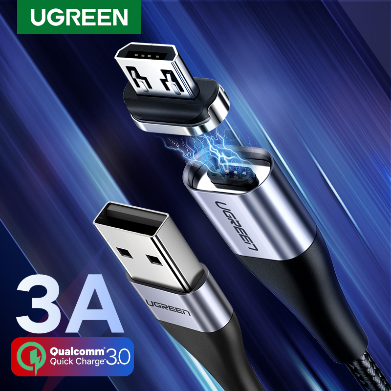 UGREEN 1Meter QC3.0 Fast Charge Magnetic USB Cable Fast Micro USB Type C Cable Magnetic Charge Cable for OPPO VIVO Xiaomi LG Huawei Magnet Charger Micro USB Cable