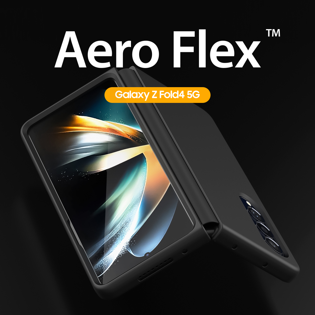 Samsung Galaxy Z Fold 4 5G - Araree Aero Flex Black Shock Resistant Case Matte Surface Full Coverage Casing Impact Hard Hinge Protection Screen Camera Resistant Scratch PC TPU Polycarbonate Display