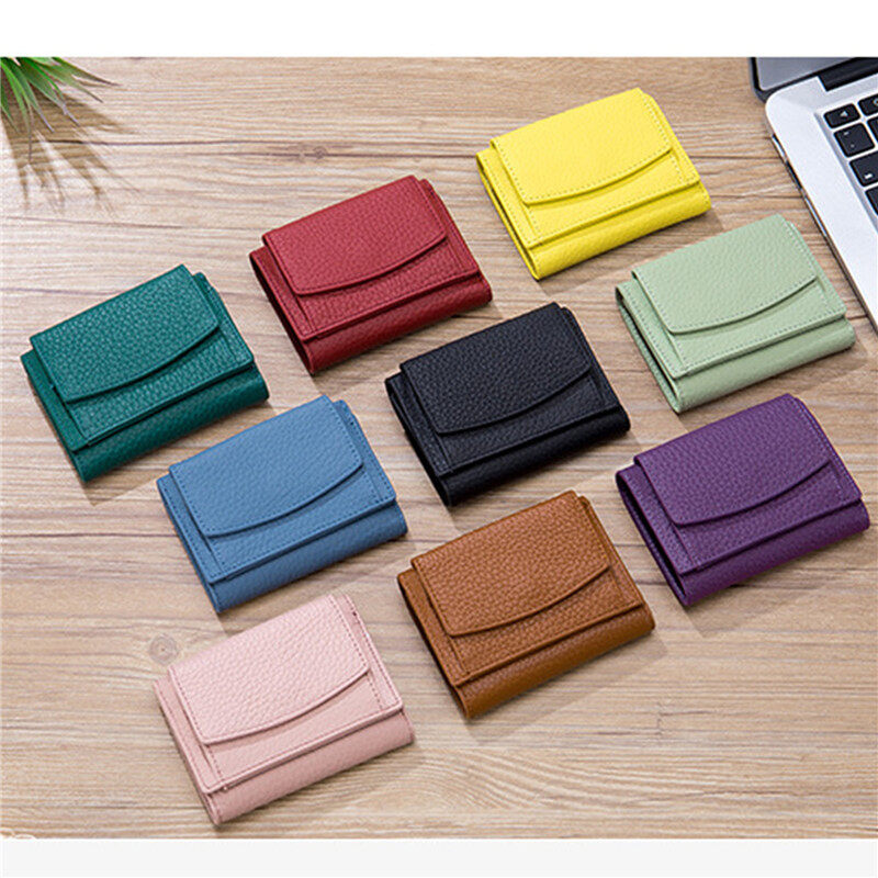 Fashion Women Purses Female Cowhide Wallets Lady Small Coin Pocket Rfid Card Holder Mini Money Bag