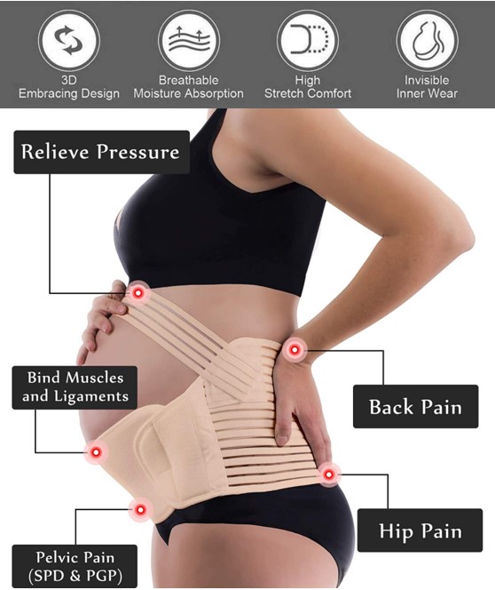 (3-pc) Maternity Belt (Breathable) Pregnancy Belly Belt Elastic Pregnant Woman Belt Pregnancy Belly Support Band Maternity Support Belt Pregnant Abdominal Binder Pregnant Belly Band Maternity Belt