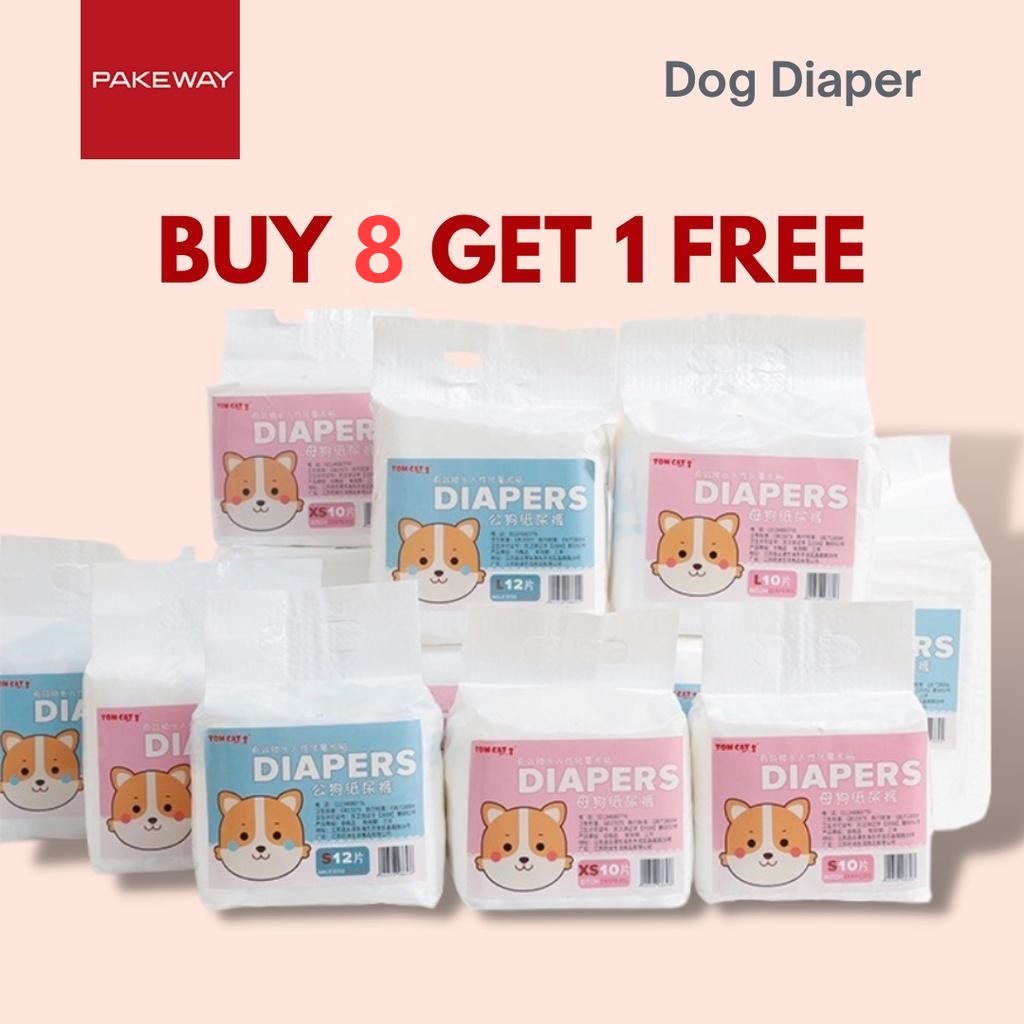 (Pakeway) Female/Male Dog Diaper Dog Wraps Puppy Diapers Adjustable Pet Diapers Leak Proof Elastic Kitten Cat Diapers