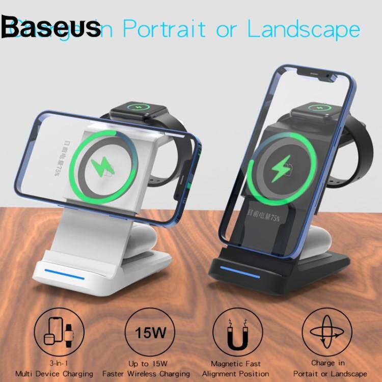 Baseus JH6 A28 3 in 1 Magnetic Wireless Charger Lightweight Portable Charging Stand with Indicator Light for Office Home Desk