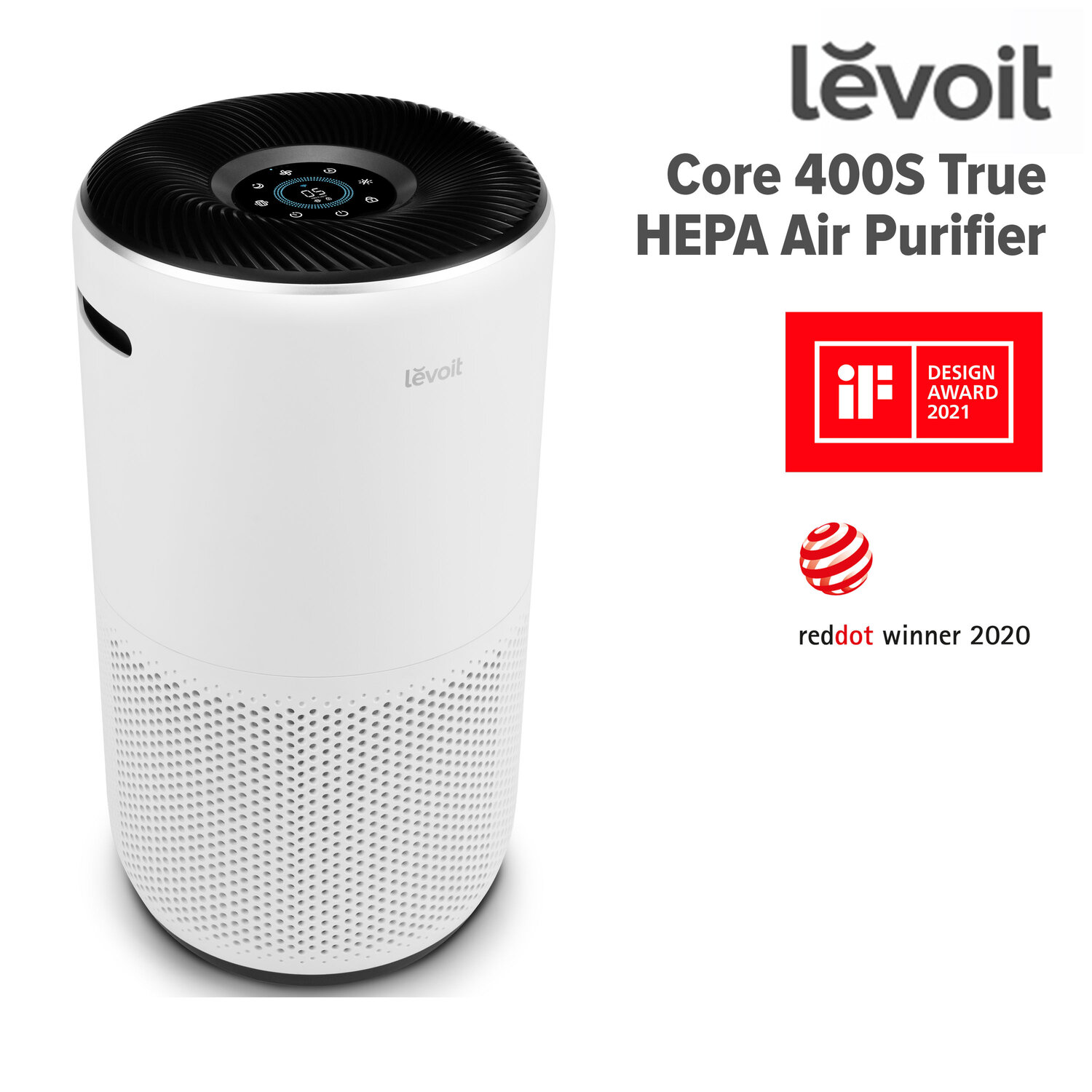 Levoit Core400S Smart Air Purifier, covers 83sqm, 3-Stage H13 True HEPA filters 99.97% of airborne particles 0.3microns in size for Allergies, Pets, Smoke, Dust, for larger room with Air Quality Monit