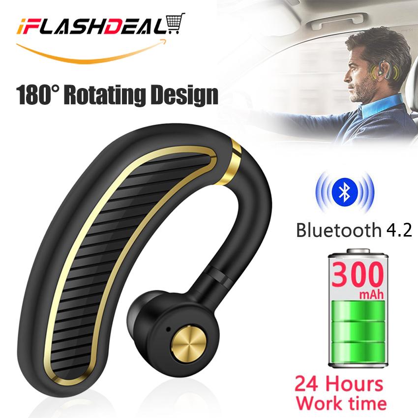 iFlashDeal Wireless Earbuds Business Bluetooth 4.2 Headphone Stereo Earphones Sweatproof Bass Earpiece Headsets Wireless Earhook Driving handsfree Mono Headset with Mic for Sports, Office, Driver
