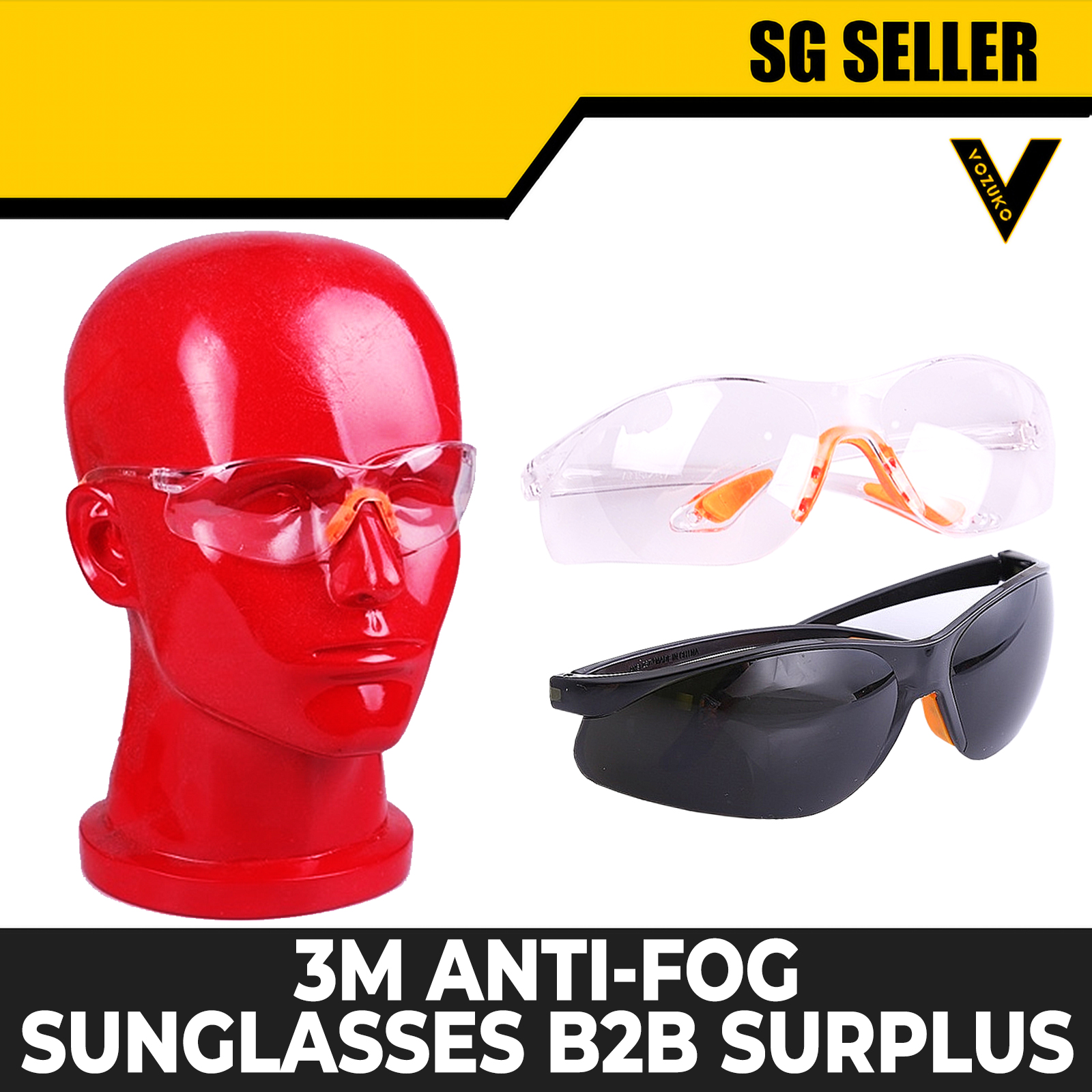 [SG SELLER] PROTECTIVE EYEWEAR GOGGLES ANTI-FOG LENS AND SCRATCH RESISTANT AVAILABLE IN CLEAR AND BLACK (3 PCS PER ORDER)  [H273]