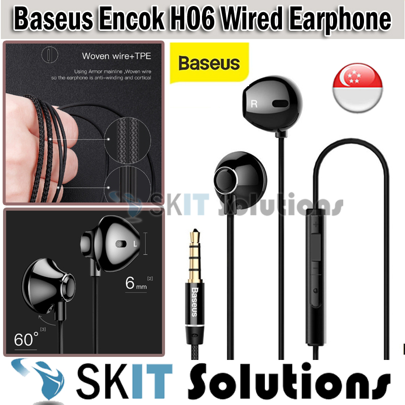 Baseus Encok H06 Wired 3.5mm In-Ear Earphone Earpiece Headset Headphone with Volume Control Microphone, Baseus Wired Earphone, Baseus Wired Earbuds, Baseus Wired Headset