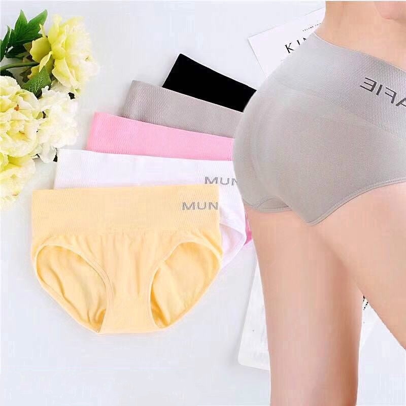┇♗◑ Spot Japan munafie medium low waist seamless body lifting buttock and abdomen closing women's underwear cotton panties briefs soft comfortable and breathable girl's briefs