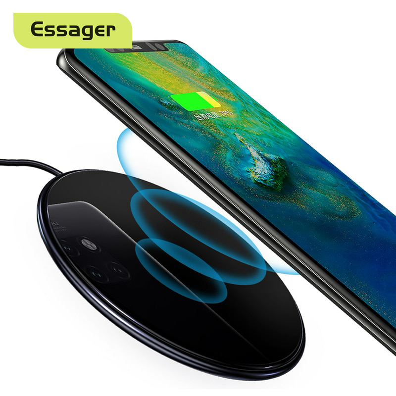 Essager 10W Qi Wireless Charger Compatible with iPhone 12 11 Pro Xs Max X Xr 8 Induction Fast Wireless Charging Pad For Xiaomi mi 9 Samsung S20