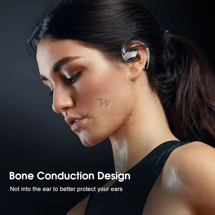 Wiresto TWS Bluetooth Earphone Bone Conduction Bluetooth Headset Ear hook Headphones LED Display 65ms Low Latency Gaming Earbuds Open Ear Wireless Headset HD Stereo Waterproof Sweat-proof