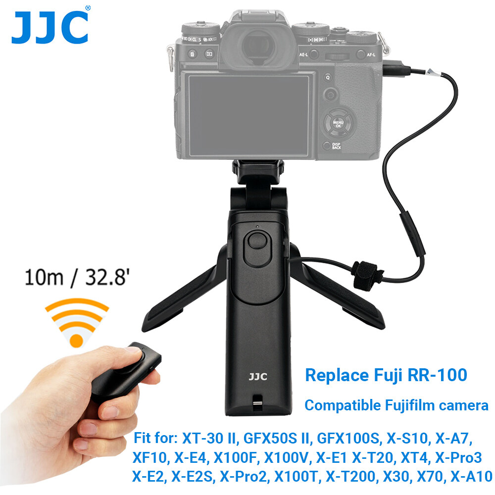 JJC RR-100 Shooting Grip with Wireless Remote Control for Fuji Fujifilm X-H2S X-T4 X-T3 X-T2 X-T30 X-T30II X-T20 X-T200 X-S10 X-E4 X-E3 X-PRO3 X-PRO2 X100V X100F Camera