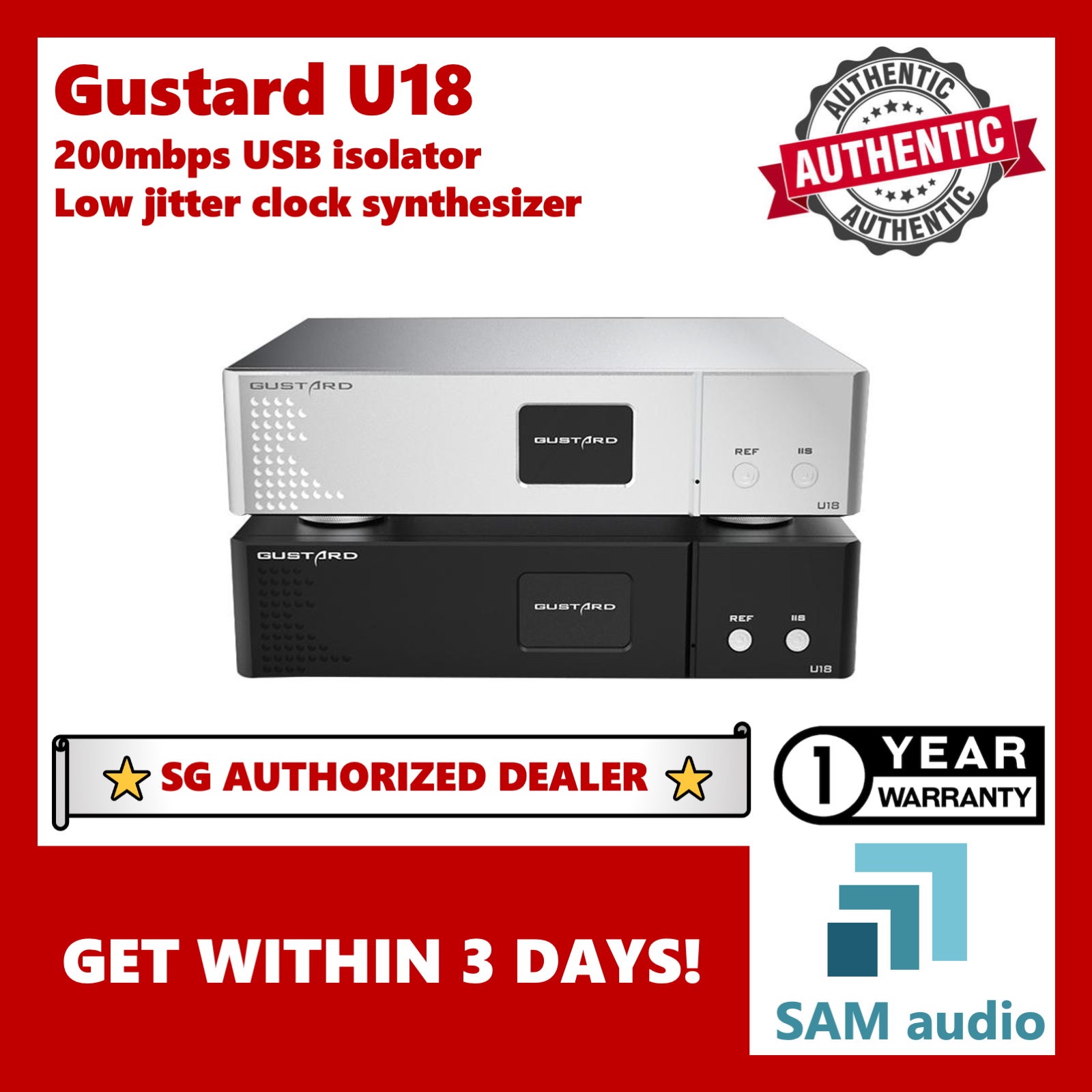 [?SG] GUSTARD U18, USB Isolator Interface, Ultra Low Noise Accusilicon Clock +Synthesizer, Hifi Audio