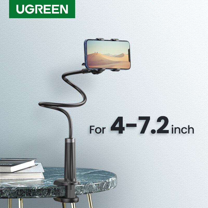 UGREEN Mobile Phone Holder for OPPO, VIVO, SAMSUNG, Realme, Huawei, Xiaomi, Redmi Arm Lazy Mobile Phone Goosneck Stand Holder for iPhone 8/X Flexible Bed Desk Table Clip Bracket for Smartphone