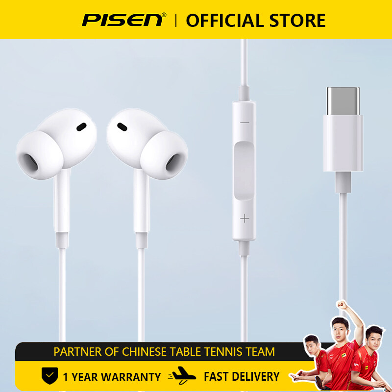 Pisen Wired Headphones In-Ear Type-C Wired Control Music Call Function Headphones for Samsung Huawei Xiaomi Android 3.5mm Half In-Ear Headphones