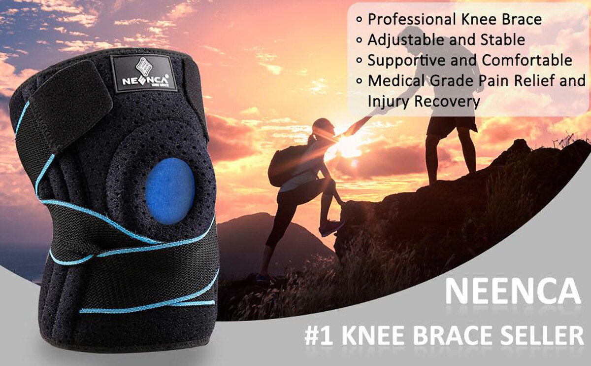 NEENCA Knee Brace with Side Stabilizers & Patella Gel Pads, Adjustable Compression Knee Support Braces for Knee Pain, Meniscus Tear,ACL,MCL,Arthritis, Joint Pain Relief,Injury Recovery-4 Sizes.