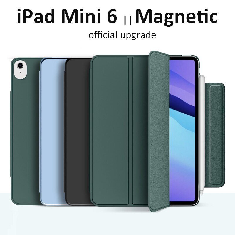 2021 NEW for iPad Mini 6 Magnetic Case Flip Smart Cover Edgeless Case for iPad mini6 8.4 inch PU Leather Stand Cover