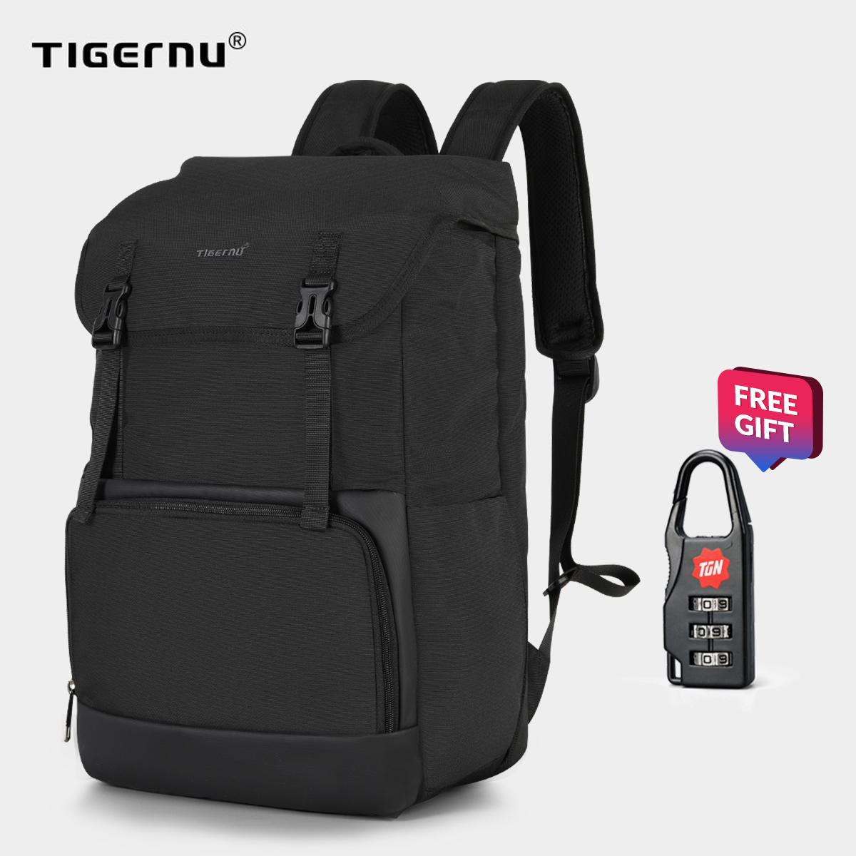 Tigernu three colors With Flap water resistant Travel Fashion Men backpack with USB Charging korea women bag School bag T-B3909