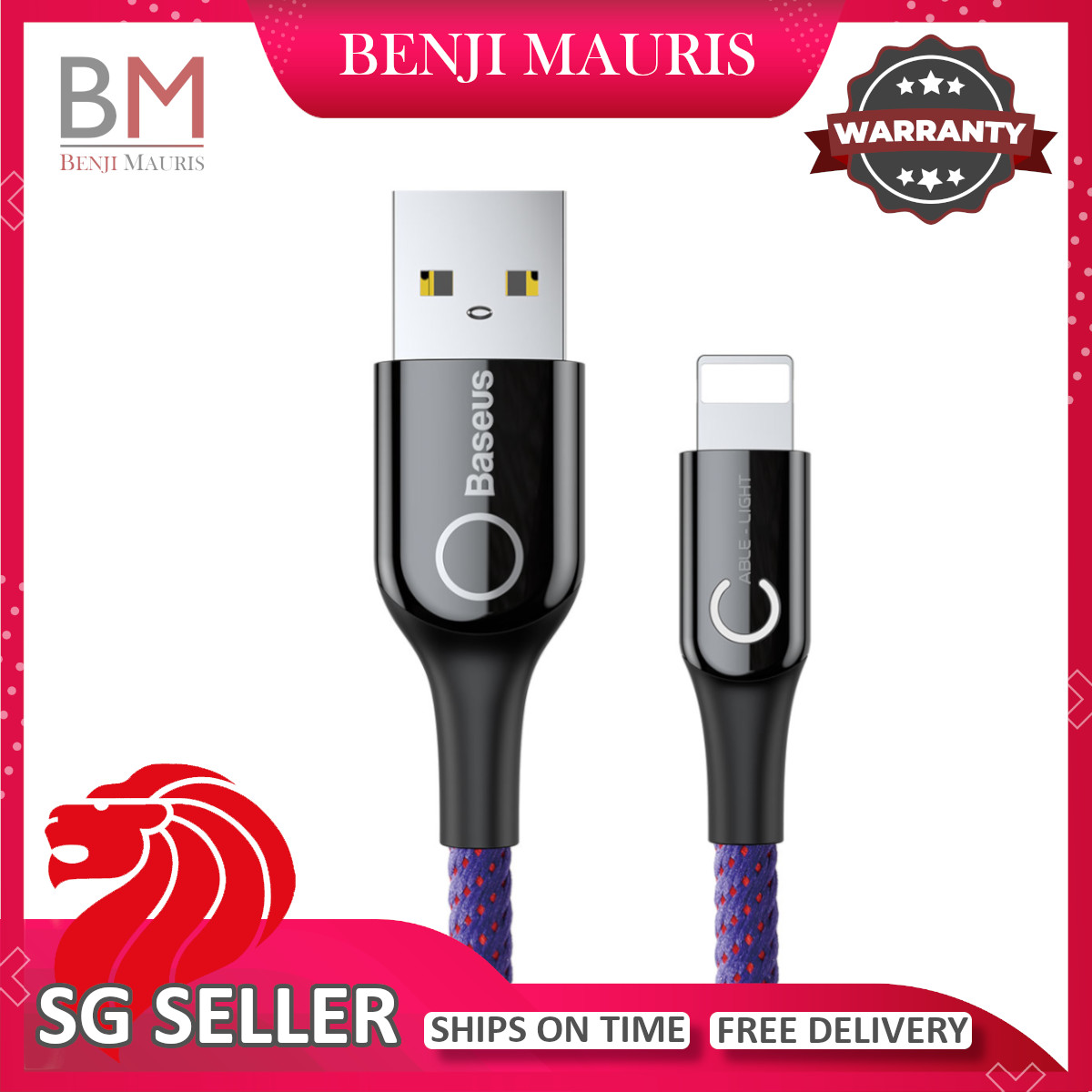 Baseus iPhone Lightning USB Cable with Light Indicator For iPhone 12 Pro Max Mini 2nd SE 11 Pro Max XR XS Max X 8 Plus 7 Plus For iPhone 12 Pro Max Mini 2nd SE 11 Pro Max XR XS Max X 8 Plus 7 Plus