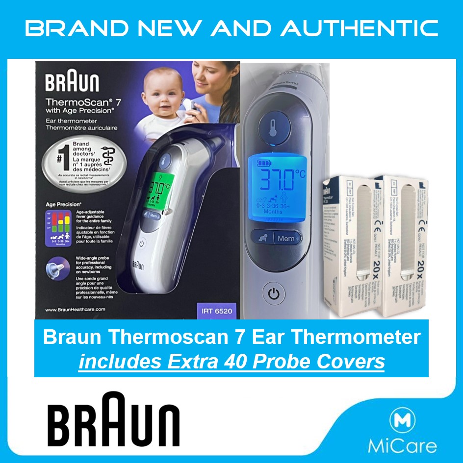 [Free Same Day Delivery] BRAUN Thermoscan 7 Ear Thermometer IRT6520 With FREE Extra 40 Pieces of Probe Covers