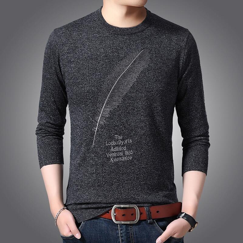 LUX ANGNER Autumn New Fashion O-Neck Sweater For Men Slim Fit Warm Pullovers Knitwear Men Korean Style Casual Soft Sweaters