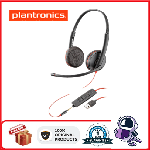 Plantronics Blackwire C3225 Wired Noise Reduction Headset USB/3.5MM/USB-C Interface Wired Headphone