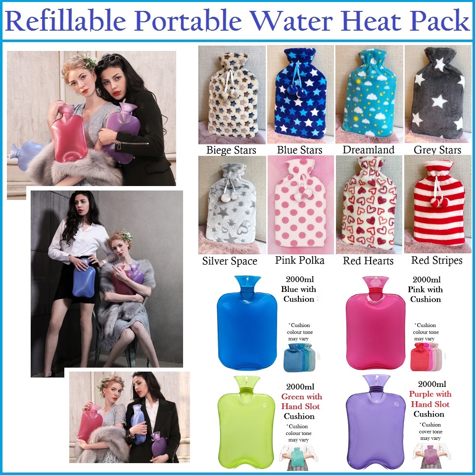Refillable Water Heat Pack / Heat Pad with Hand Slot Cushion