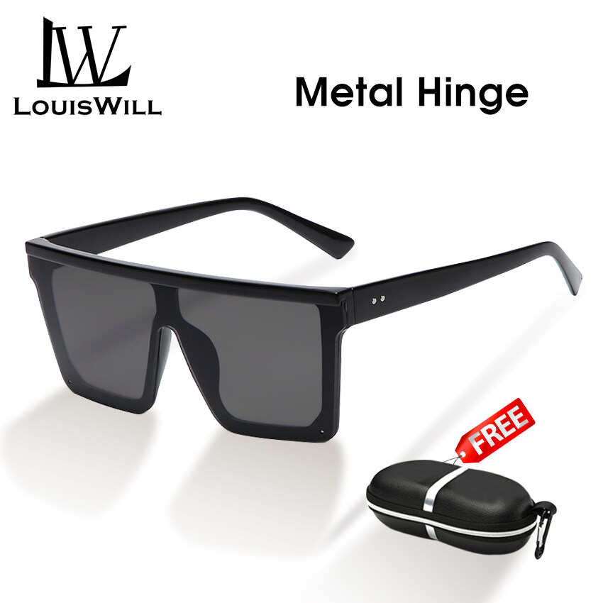 LouisWill Sunglasses Fashion Luxury Brand Square Sunglasses Women Vintage Oversize Sun Glasses Female Big Frame Shades Oversized Square Sunglasses Lady Uv400 Flat Top Shield Sunglasses