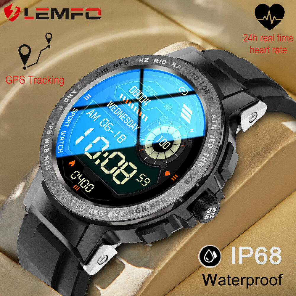 LEMFO E19 Smart Watch Sports GPS Tracking 24 Hours Heart Rate Monitoring Blood Pressure/Oxygen Monitor Smartwatch for Men Women Android IOS