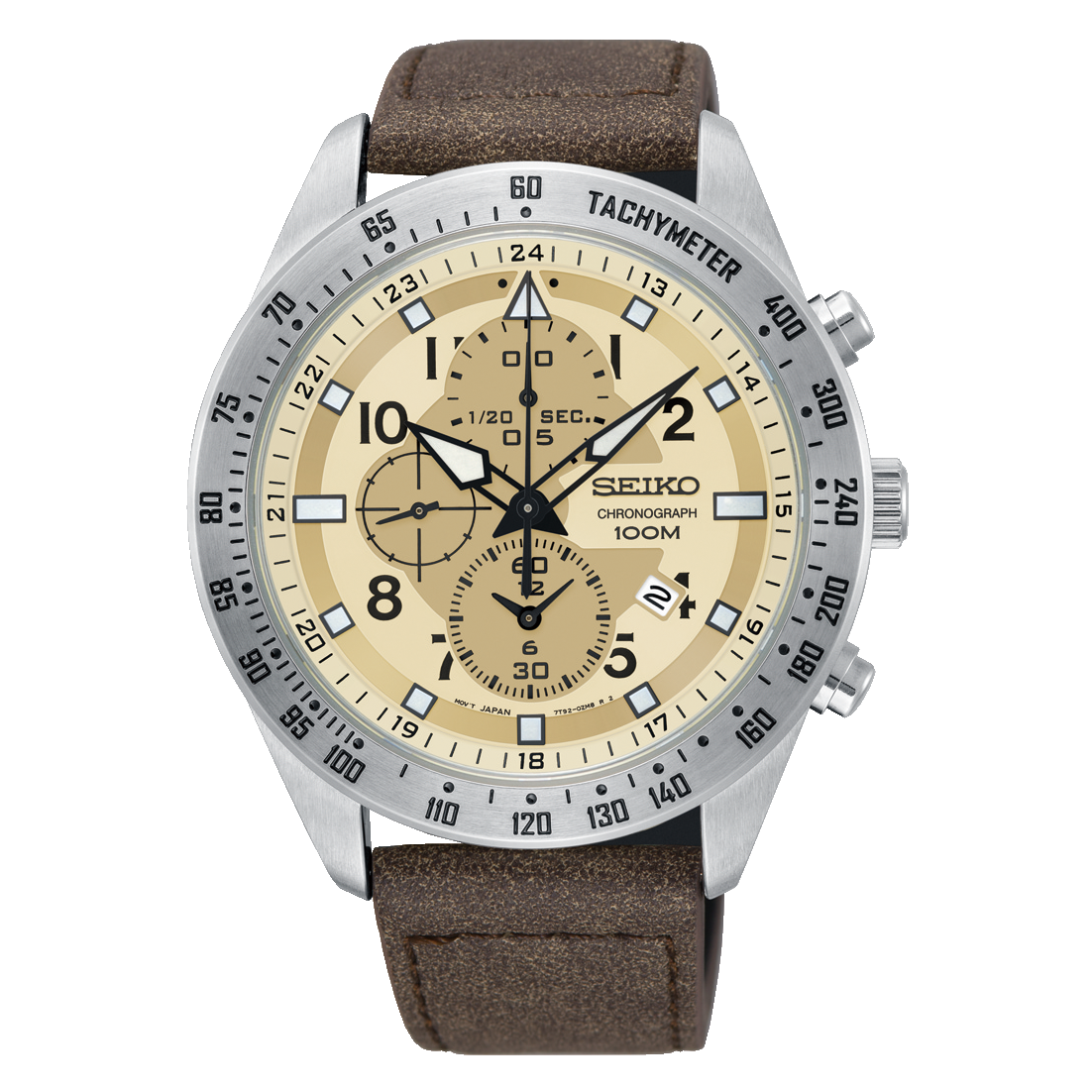 Seiko Criteria Quartz Chronograph Brown Leather Mens Watch SNDH43P1