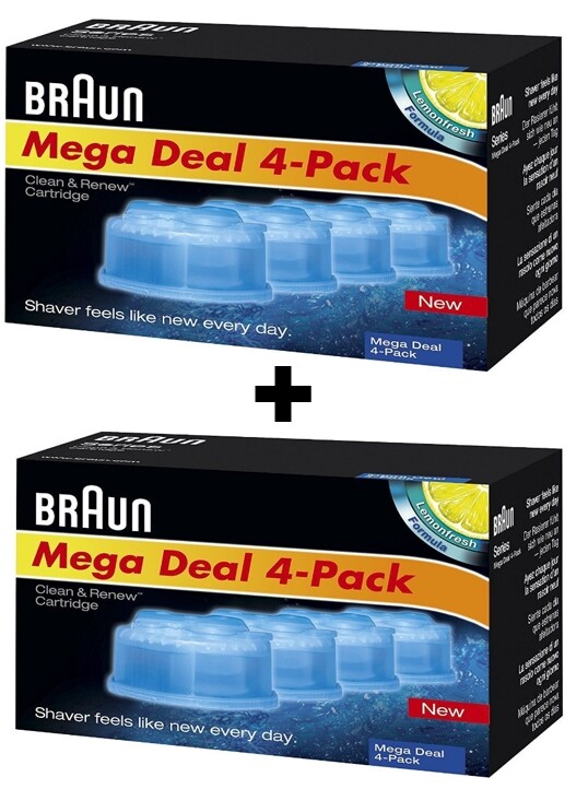 Braun Clean and Renew (1+1) 8 Pack , Cartridge, Refill, Replacement Cleaner CCR4