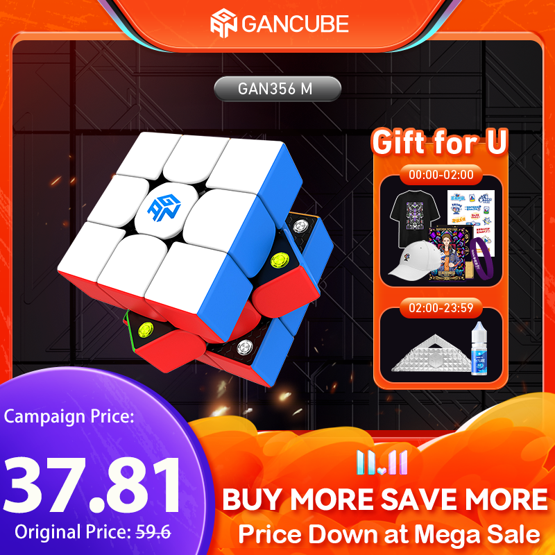 GAN 356 M, 3x3 Magnetic Speed Cube Stickerless Gans 356M Magic Cube (ver. 2020)