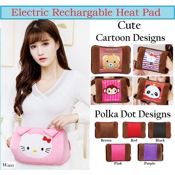 Rechargable Water Heat Pack Pain Cramp Relief Winter Travel Massager Hand Warmer Cute Cartoon Design