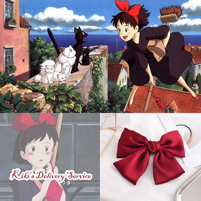 [SG Running Princess] 1-4pc/set 21cm (8 Inch) French Style Big Satin Solid Bow Hair Clips Women Barrettes, for Disney Princess