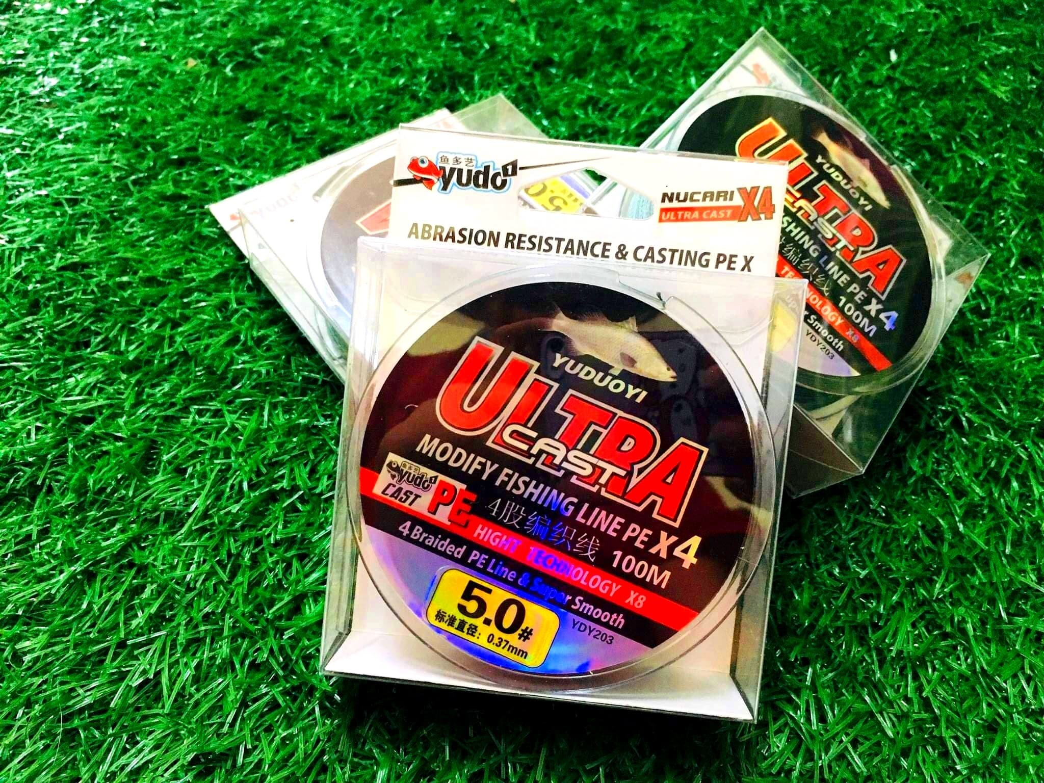 YUDO ULTARCAST PE สายพีอี x4 ขนาด50 ปอนด์  หน้าตัด0.37 มม. ยาว 100 เมตรมีสินค้าพร้อมจัดส่ง >>>จัดส่งทุกวันภายใน 24 ชม. <<< ภาพถ่ายถ่ายจากสินค้าจริง