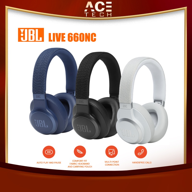 JBL Live 660NC Wireless Over-Ear Noise Cancelling Headphones with Long Lasting Battery and Voice Assistant