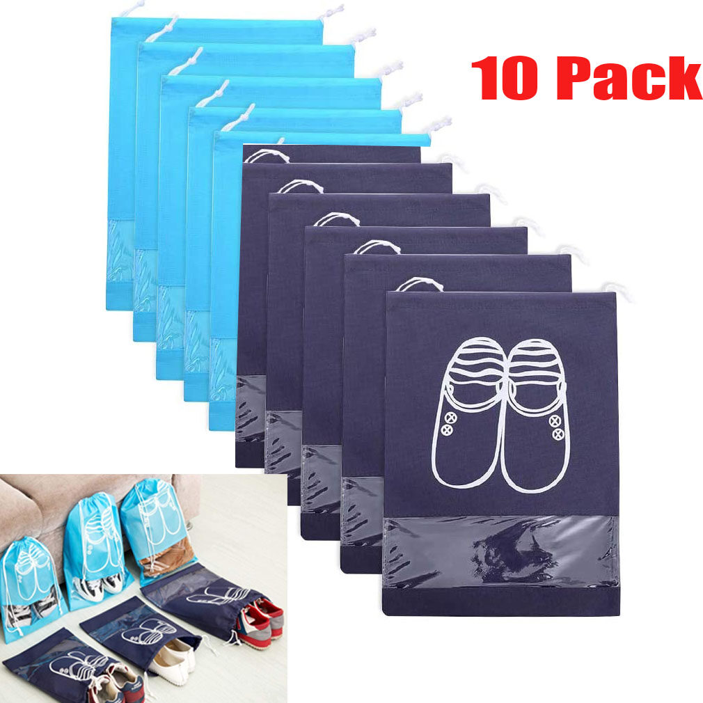 10 Pcs Travel Shoe Bags Dustproof Shoes Storage Bag Organizer Shoes Drawstring Pouch 44x32cm