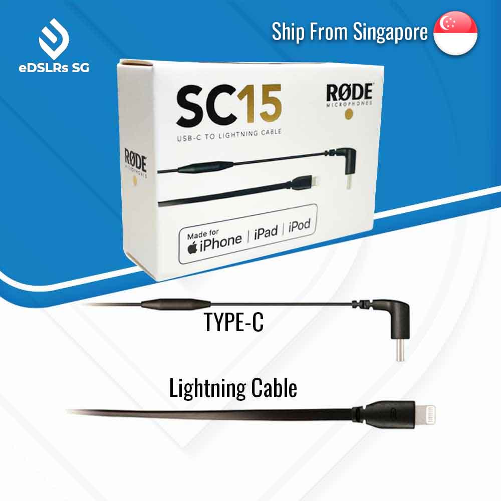 RODE SC15 Lightning USB Type-C to Lightning Accessory Cable 30cm (11.8") for Rode VideoMic GO II NTG Wireless GO 2
