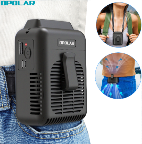 【Local Stock】OPOLAR 8000mAh Portable Waist Clip on Fan, Personal Neck Fan with 32H Working Time, Battery Powered Belt Fan, Adjustable air outlet, 3 Speed, Body Fan for Outdoor Working, Camping, Hiking