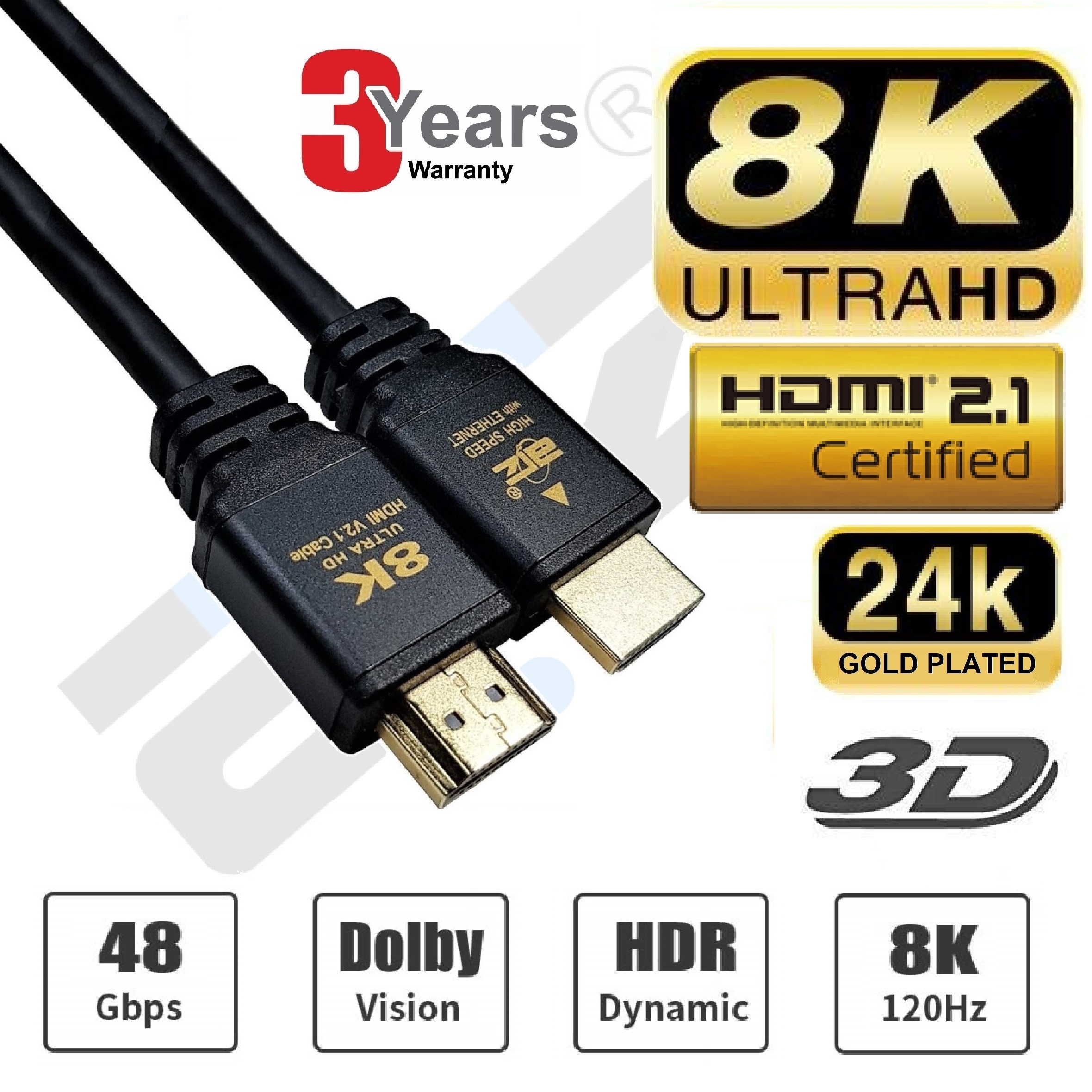 ATZ 1m HDMI Cable 8k HDMI v2.1 Ultra High Speed 8K at 120Hz 48Gbps HDMI Cable 2.1 with Ethernet - 1 meter hdmi 8k hdmi cable 8k eARC