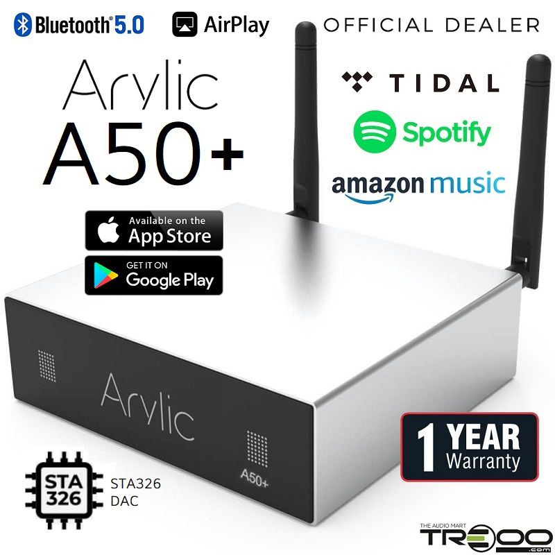 Arylic A50+ Multi-Room Wireless Bluetooth/WiFi/Ethernet Network Streamer, USB DAC & Hi-Fi Integrated Amplifier