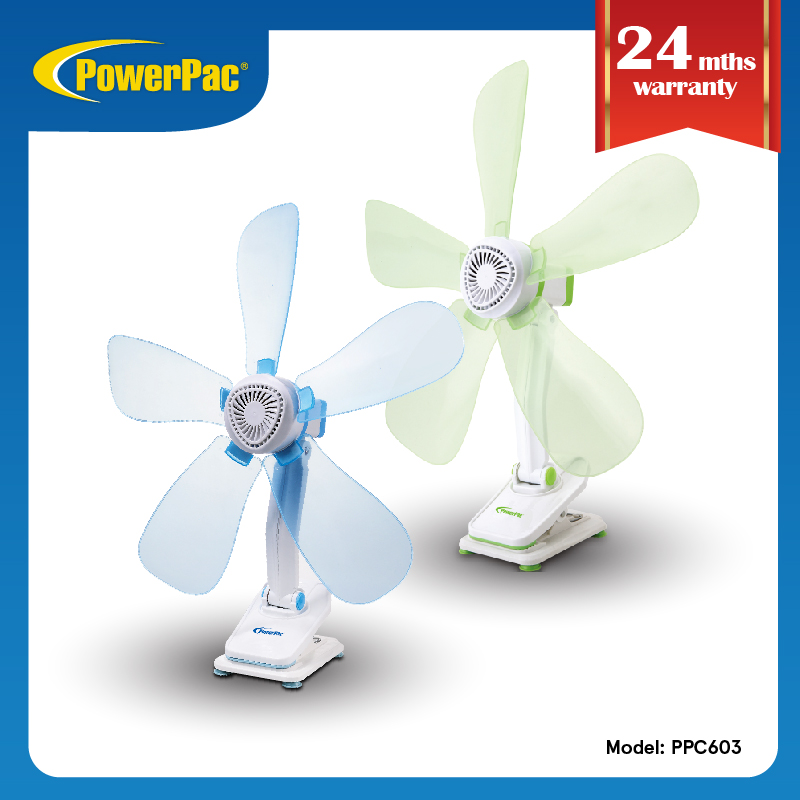 [EXCLUSIVE BUNDLE] PowerPac Electric Mini Clip Fan with Silent motor (PPC603x2)