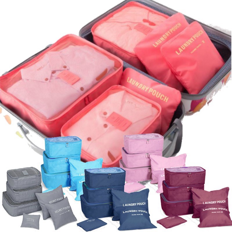 [Local Seller] CHEAPEST! Traveler Travel Pouch Organizer Organiser Sanrio Characters Hello Kitty Twin Star Melody 6pcs 6 In 1 6in1 Makeup Accessories Clothes Toiletries Bag Storage