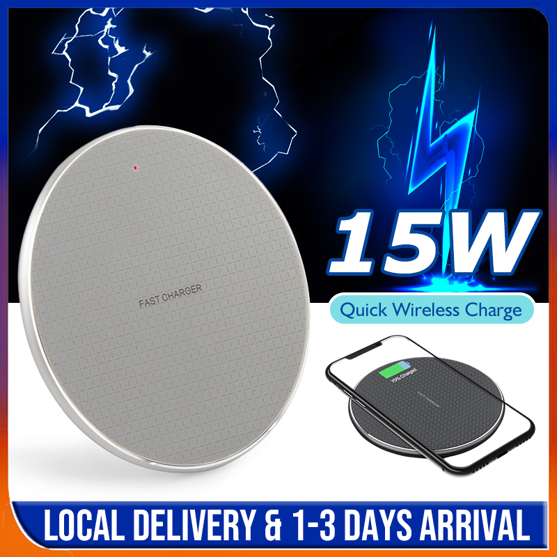 15W Wireless Charger Fast Charging Pad Ultra Slim Qi Wireless Charging Dock with Micro USB- Suitable for Huawei/iPhone/Xiaomi/Samsung Christmas Gift Present
