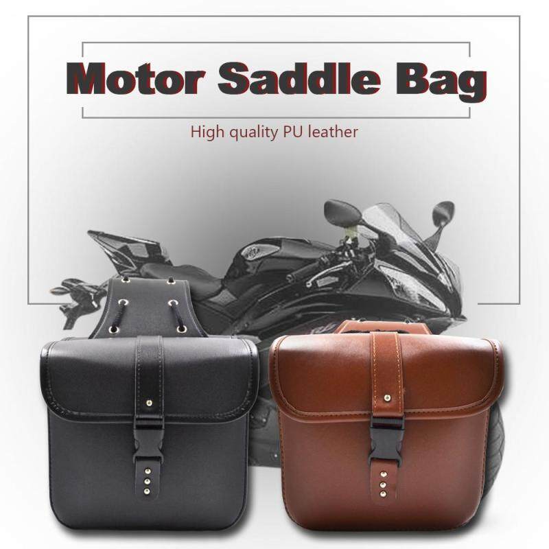 【25 x 12 x 24cm】(2pcs) Leather Motorcycle Saddle Bag Waterproof PU Leather Side Bag Luggage Tool Storage Pouch For Harley Sportster Softail Honda Suzuki Yamaha Cruiser