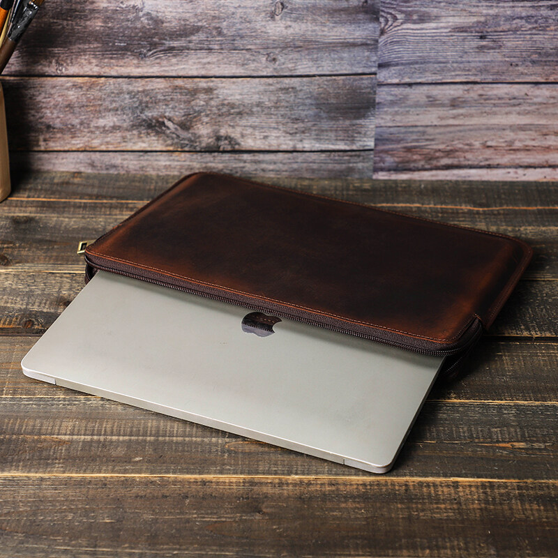 Genuine Leather Laptop Sleeve Case 13 14 15 16 Inch For Macbook Air/Pro Lenovo Asus Acer Dell HP Notebook Carrying Bag
