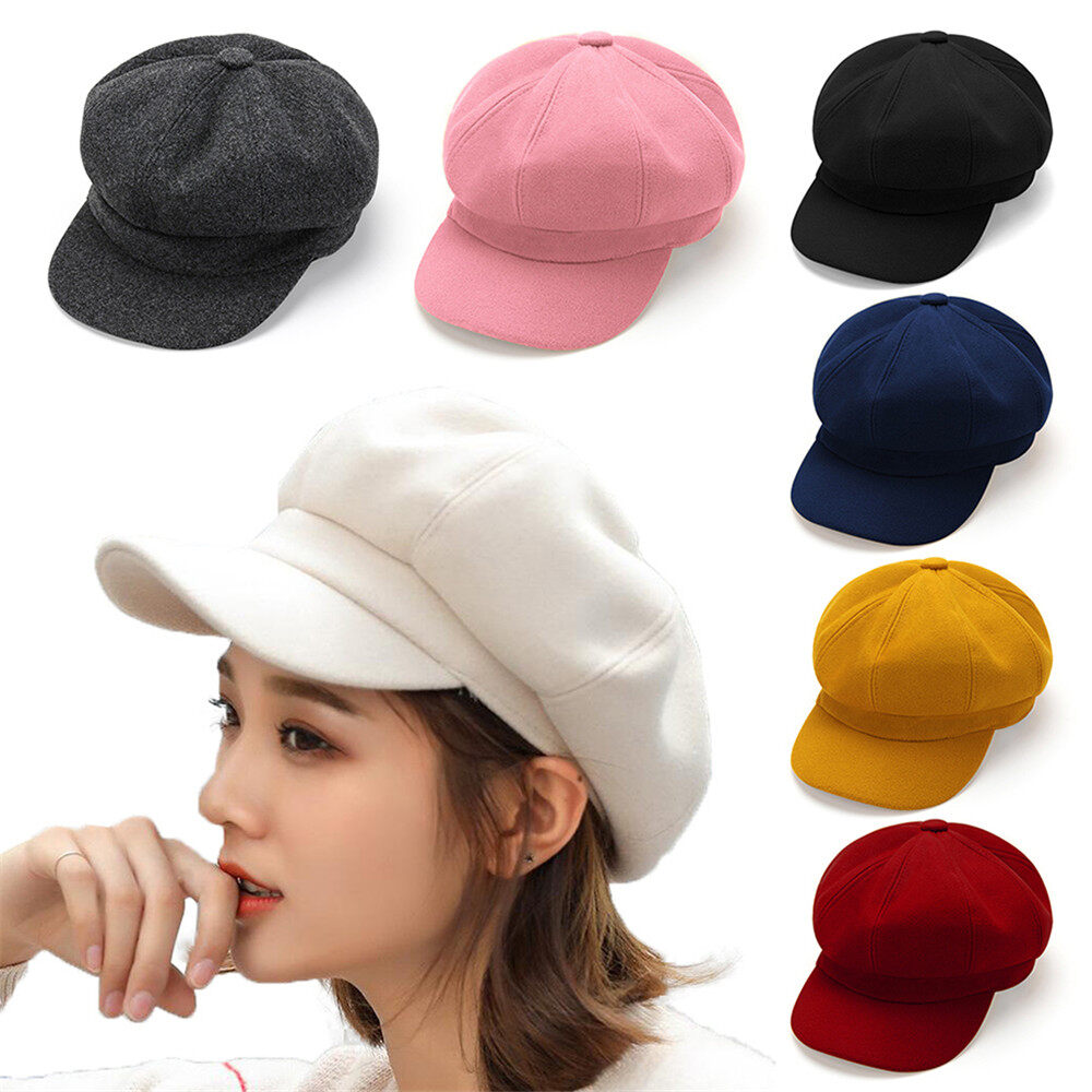 1pc Thickened warm beret retro painter hat solid color woolen octagonal hat fashion women's octagonal newsboy hat casual wool hat winter beret painter hat