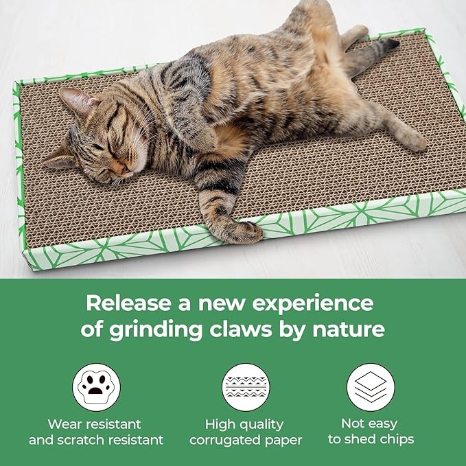 Cat Scratching Board with Tray Cat Scratcher Cardboard Cat Scratchers for indoor cats Cat Scratch Pad Cat Cardboard scratcher,Cat scratching pads,Scratch pad for cats,Cat scratch board 2PCS